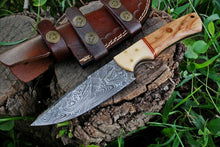 Load image into Gallery viewer, HS-360 &#39;&#39; Hand Forged Damascus Steel Fix Blade Hunting Knife 186 With Leather Sheath
