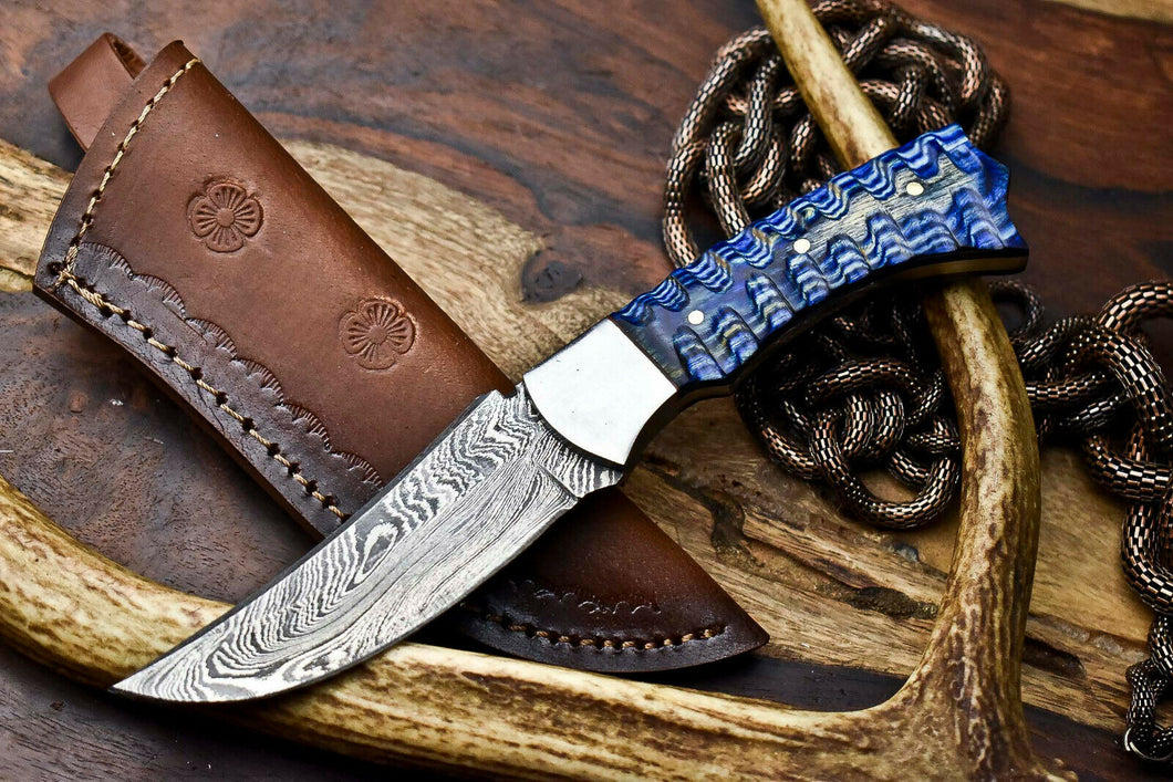 HS-646 Custom Handmade Damascus Hunting Skinning Blade Hunter Camping Full Tang Knife