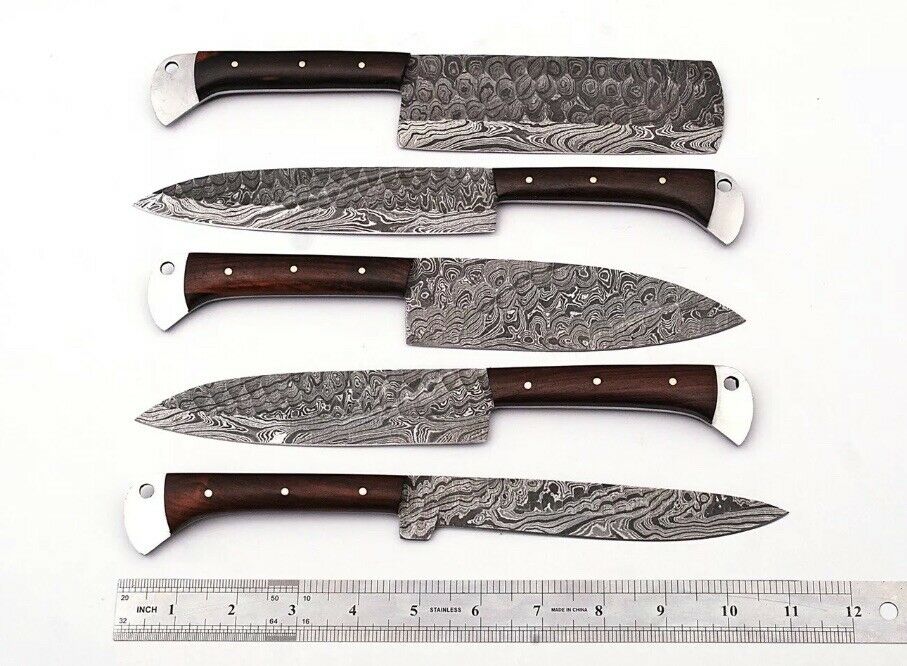 HS-180 Custom Handmade Damascus Steel Chrf/Kitchen Knife - Beautiful Wood Handle