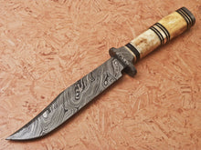 Load image into Gallery viewer, HS-348 | Custom Handmade Damascus Hunting /Bowie Knife With Bone Handle
