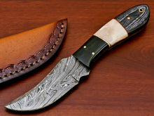 Load image into Gallery viewer, HS-814 Custom Handmade Damascus Skinner Knife With Camel Bone and Wood Handle
