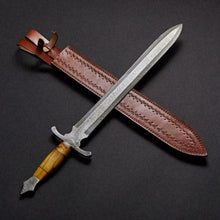 Load image into Gallery viewer, HS-1090 | Hand Forged Viking Sword Custom Handmade New Damascus Steel with Leather Sheath
