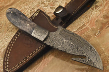 Load image into Gallery viewer, HS-841 Custom Handmade Damascus Skinner Knife With Stained Camel Bone Handle
