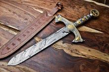 Load image into Gallery viewer, HS-1095 | 24.0" HUGE Custom Hand Made Damascus Steel Blade Dagger Sword | Pewter Handle
