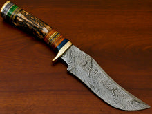 Load image into Gallery viewer, HS-513 Custom Handmade Damascus Hunting Knife With Stag Horn Handle
