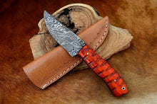 Load image into Gallery viewer, HS-800 Custom Handmade Damascus Skinner Knife With Awesome Hard Wood Handle
