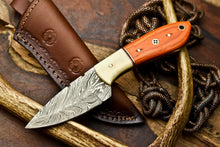 Load image into Gallery viewer, HS-690 Custom Handmade Damascus Steel Skinner Knife - Beautiful Hard Wood And Bone Handle
