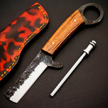 Load image into Gallery viewer, HS-961 '' Custom Hand Forged 7.5" Carbon Steel Full Tang Cowboy Bull Cutter Knife
