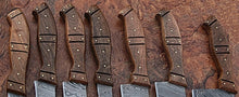 Load image into Gallery viewer, HS-231 Custom Handmade Damascus Kitchen-Chef Knives Set Lot Of 7 Pecs With Wood Handle

