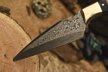 Load image into Gallery viewer, HS-840 Custom Handmade Damascus Skinner Knife With Stained Camel Bone Handle
