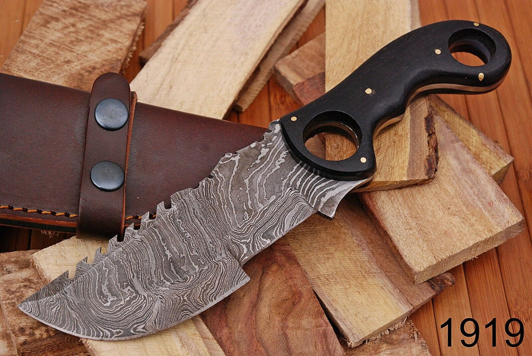 HS-930 Custom Handmade Damascus Steel Hunting/Tracker knife - Aweosme Micarta  Handle