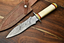 Load image into Gallery viewer, HS-858 Rare!!! Custom HandMade Damascus Steel Dagger Knife | CAMEL BONE
