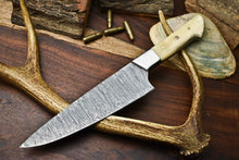 Load image into Gallery viewer, HS-267 Hand Made Damascus Steel Blade Chef Kitchen Full Tang Knife | Camel Bone best gift for mom
