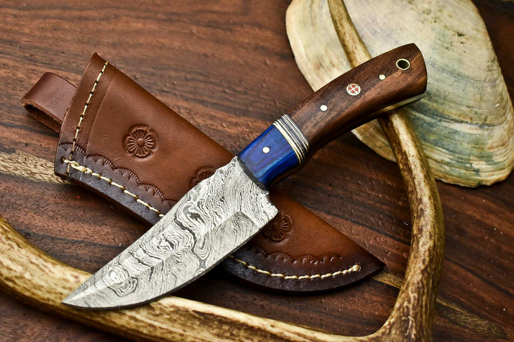 HS-626 Handmade Damascus Skinning Blade Camping Full Tang Knife