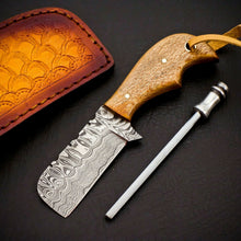 Load image into Gallery viewer, HS-971  Custom Hand Forged 5.00" Damascus Steel Full Tang Cowboy Bull Cutter Knife
