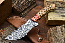 Load image into Gallery viewer, HS-919 Custom Handmade Damascus Hunting Blade Hunter Camping Tracker Full Tang Knife
