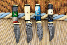 Load image into Gallery viewer, HS Deal 02 - Custom Handmade Damascus Skinner Knife Lot OF Four Pecs With Different Handles
