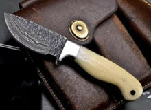 Load image into Gallery viewer, HS-785 Custom Handmade Damascus Skinner Knife With Camel Bone Handle
